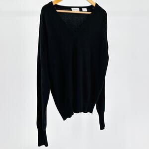 Vintage 90s Stephan Black 100% Cashmere Minimalist V-Neck Sweater